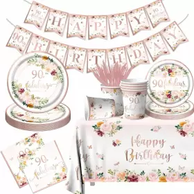 Gupesxu 770642448750 90th Birthday Party Supplies - Rose Gold Decorations Tabl