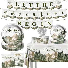 Gupesxu 772093974505 Adventure Awaits Baby Shower Tableware Let The Begin Party Decorati