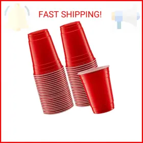 Gusto 810085791010 18 Oz. - 50 Count Disposable Plastic Red Cups Party Drinking For E