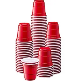 Gusto 850020988006 100 Red Mini Shot Glasses - 2 Oz Disposable Jello Cups For Parties And Events