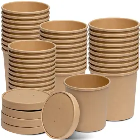 Cp-pc-16k-50 Gusto 16 Oz. - 50 Count Kraft Paper Food Containers With Vented Lids To Go Hot S