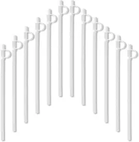 Guzzling Mugs 313042573594 Reusable Plastic Straws With Caps - Bendable And Flexible For Drinking Cups