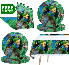 Gysixgaosu 445019399326 41pack Zelda Birthday Decorations 20 Plates Napkins And 1 Tablecover For Ze