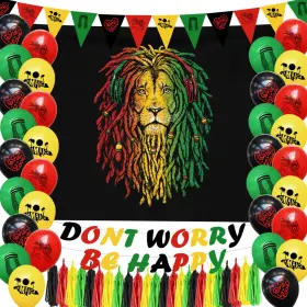 Hades 720892262134 Rasta Party Decorations Reggae Themed Decor Jamaica Balloons Garlands Bac
