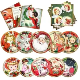 Hakoti 717025625650 60pcs Retro Christmas Party Decorationsvintage Dinnerware Set Christm