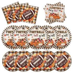 Hakoti 717025629252 Football Party Decorations 60pcs Fall Tableware Supplies Set Thanksg