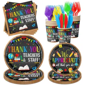 Hakoti 717097526602 Teacher Appreciation Party Supplies125pcs Thank You Plates And Napkin W