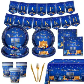 Hakoti 770642455239 Hanukkah Party Decorationshanukkah Tablewareset Plates And Napkins H
