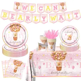 Hakoti 770642457097 We Can Bearly Wait Baby Shower Decorations142pcs Girl Pink Teddy Bear Showe