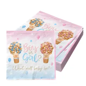 Hakoti 772093976516 Gender Reveal Napkins Decoration40pcs Bear Boy Or Girl