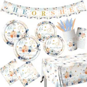 Nifestyle-13 Hakoti 142 Pcs Pumpkin Gender Reveal Decorations Tableware Set Fall Baby Shower