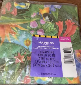 Hallmark 009200064416 Cards Ambassador 16 Ct Ea./ Lot Of 3/2 Ply Square Garden Parrot Napkins