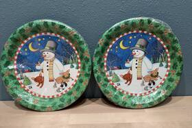 Hallmark 015012044348 Vintage Mary Engelbreit Snowman Holiday Paper Plates Usa Nos Rare Htf