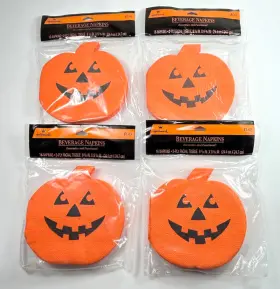 Hallmark 015012206944 Jack-o-lantern Pumpkin Napkins Lot Of 4 New Sealed Halloween Die Cut