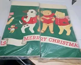 Hallmark 070000014918 2 Vintage Paper Tablecloth Covers Cats Dogs Christmas Holiday 54 X 102 Inch