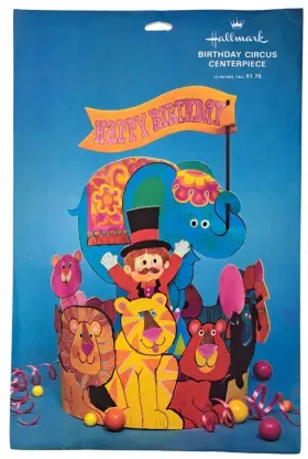 175cp150-4 Hallmark Vintage Birthday Party Circus Centerpiece Animals 1970s Tabletop New
