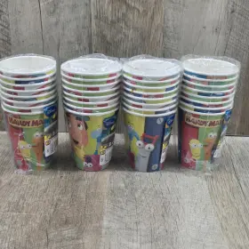 1drc2445 Hallmark Vintage Handy Manny Party Cups Hot / Cold 9 Oz Designware Birthday 4 Pkg Of 8