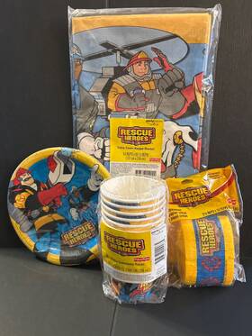 Hallmark 1pl2211 New Rescue Heroes Party Supplies 1 Tablecloth Streamers 8 Cups And Dessert Plate