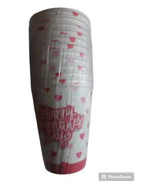 1vcu152 Hallmark Happy Valentines Day Red Pink White Party 9 Oz. Paper Cups