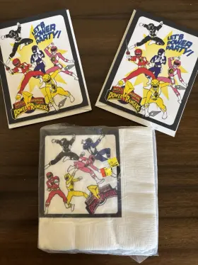 Hallmark 726528004121 Vintage 1994 Saban Mighty Morphin Power Rangers Napkins 16 And Invitations 2