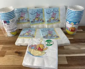 Hallmark 726528061445 1w Vtg Disney Winnie The Pooh Baby Shower Party Napkins Cups Piglet
