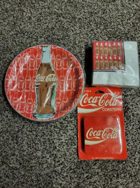 Hallmark 726528132398 10 Coca-cola Paper Party Plates 8.75 Inch Napkins And Coasters Hallmark 726528132398 10 Coca-cola Paper Party Plates 8.75 Inch Napkins And Coasters