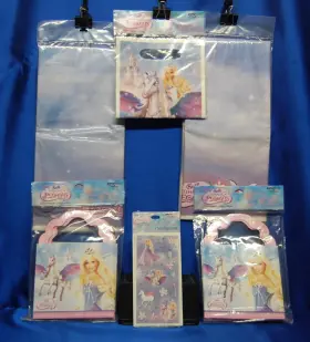 1196 Hallmark 726528164665 Jesram - 2 Barbie Magic Of Pegasus Tablecover 8 Loot Bags Goodie Boxes