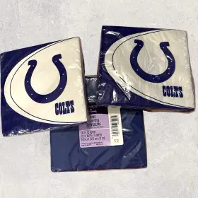 Hallmark 763795931583 Indianapolis Colts Napkins Lot Of 3 Party Supplies Blue White Logo Nfl