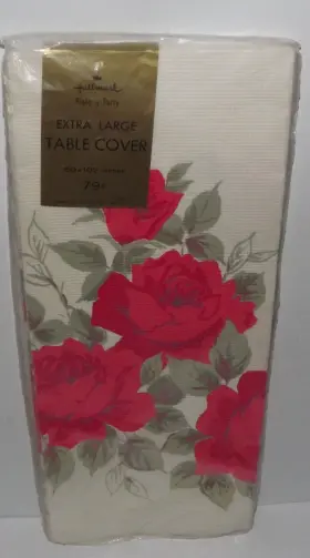 79ta4-3 Hallmark Vtg Plans A Party Extra Large Paper Table Cover 60x102 Rose Pattern Nos