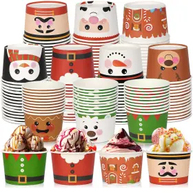 Ws23013 Hallswl 100pcs 9 Oz Christmas Paper Bowls Treat Snack Mixed Color