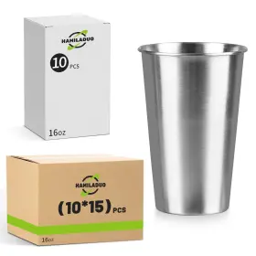 Hamiladuo 765504450767 150pack 16 Oz Stainless Steel Pint Cups Cup Tumbler