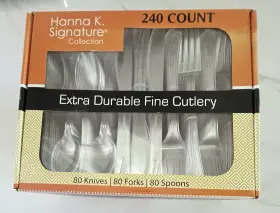 Hanna K. Signature Collection 735343486593 240 Piece Combo Cutlery Extra Durable Fine Clear