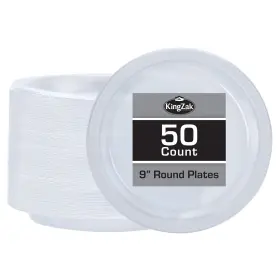Hanna K. Signature Collection 763615802901 Clear Solid Color Premium Heavy Weight Plastic Dinner Plate 9 Inch 50 Count - Ele