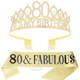 Hapdoo 784099739712 80th Gold Birthday Decorations For Women 80