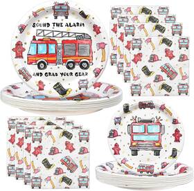 Hapibee 445001565562 Fire Truck Birthday Party Decorations Firetruck Napkins And Plates Waterco