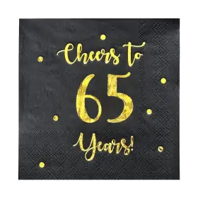 Happy Palace 198715039023 Cheers To 65 Years Cocktail Napkins 65th Birthday Decorations For Men