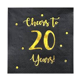 Happy Palace Hp-ct20yn-b1 Cheers To 20 Years Cocktail Napkins 20th Birthday Decorations For Men