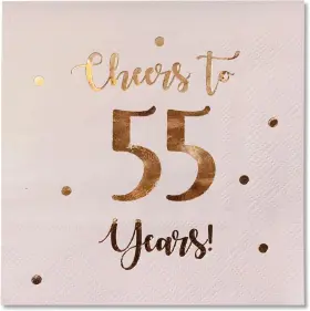 Hp-ct55yn-p1 Happy Palace Cheers To 55 Years Cocktail Napkins 55th Birthday Decorations For Men