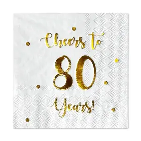 Hp-ct80yn-w1 Happy Palace Cheers To 80 Years Cocktail Napkins 80th Birthday Decorations For Men An