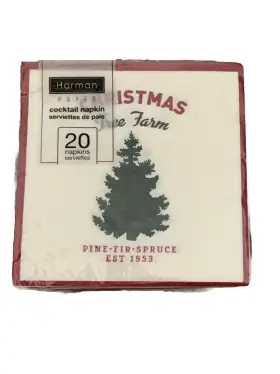 9328399c Harman Christmas Tree Farm Napkins Beverage Cocktail 3 Ply Paper 20 Ct Retro