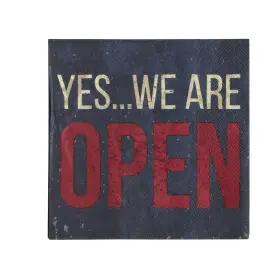 9399605-1 Harman Pack Of 20 Inch Yes...we Are Open Luncheon Size Paper Napkin Black 6.5 X