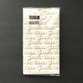 9336015g Harman Paper Guest Napkins Christmas Carols Fa La White Gold Letters 16 Ct