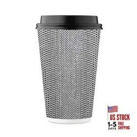 Harvest Pack 810011521698 Set 16 Oz Disposable Coffee Cups Insulated Ripple 85 Black