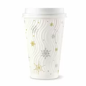 Harvest Pack Gourmet Showcase 810011521827 100 Set 16 Oz Christmas Coffee Cups White Snowflake Winter Dis