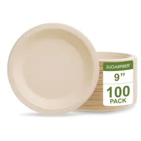 Harvest Pack Gourmet Showcase 855080007681 100 Count 9-inch Round Disposable Compostable Paper Plates 9 Inch