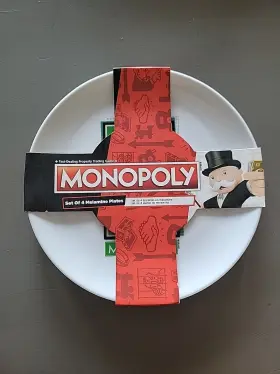 Vka6bxjmnp Hasbro Set Of 4 Monopoly Dinner Plates 8 Inch Round Melamine -new