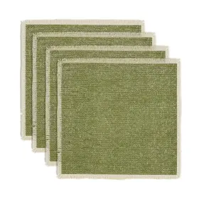 74156 Hausattire Cotton Frayed Placemats Set Of 4 Dining 14 Inch X14 - Green