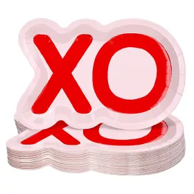 Yof-havawish-1288 Havawish 50 Pcs Xo Shaped Valentines Day Paper Plates Vday Pink Cake 9 Lovely