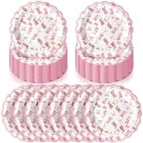 Yof-havawish-1518 Havawish 100 Pcs Cowgirl Party Plates Decorations Pink Bow Birthday Paper Dispo