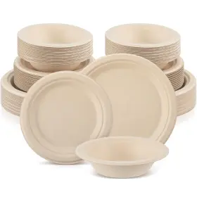 Yof-havawish-1622 Havawish 150 Pcs Compostable Paper Plates And Bowls Set 7 Inch 9 Disposable Plate